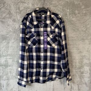 Frye Men's Blue White Plaid Flannel Sz XXL Cotton Western Cowboy NWT